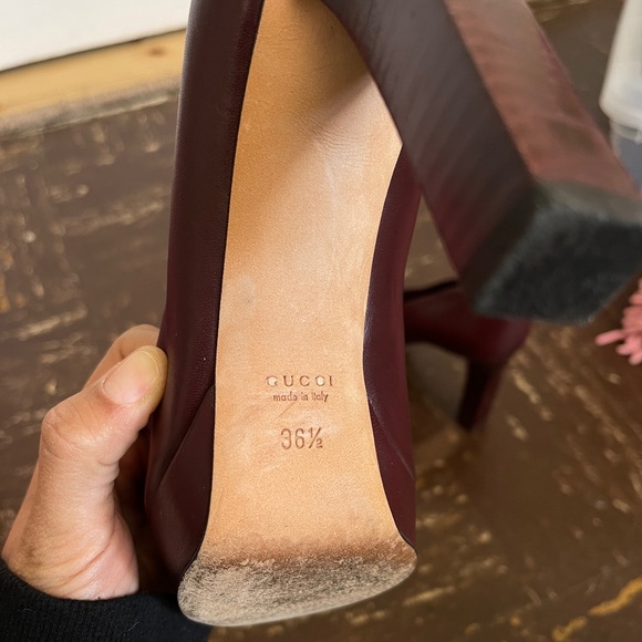 Gucci maroon platform open toed heel size 36.5 - Picture 5 of 5